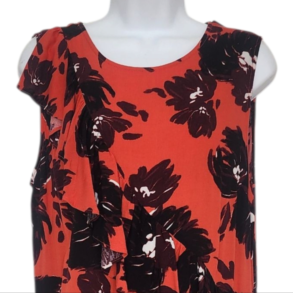 NWOT A New Day Floral Sleeveless Summer Dress Size Medium Orange Lightweight. - Picture 6 of 9